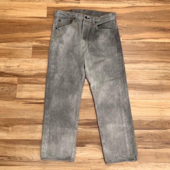 Levis 501 Jeans Mens 32x27 Gray Button Fly Straight Leg Denim Pants Classic - Picture 1 of 9